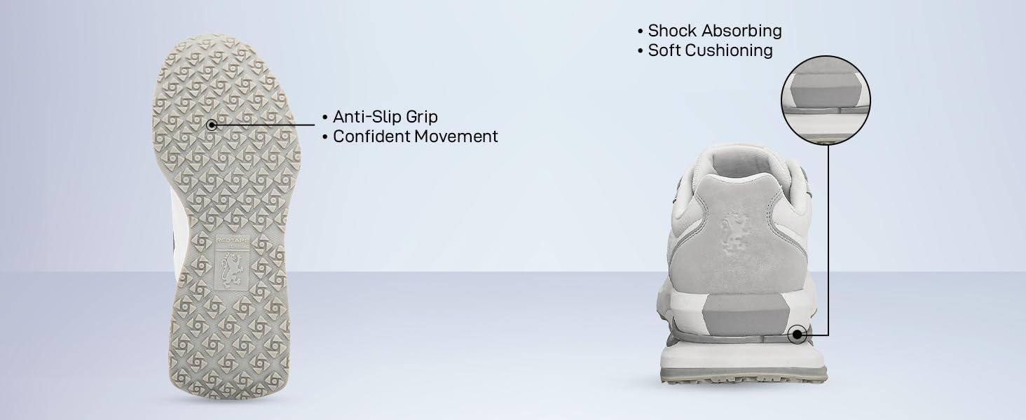 Red Tape Men's Chunky Platform Fashion Sneakers, Low Top Lace-Up Retro Casual Dress Mens Shoes, Cushioned Insole & Non-Slip Grip Sole, Ideal for Office, Walking, Running, Gym & Daily Wear - Image 3