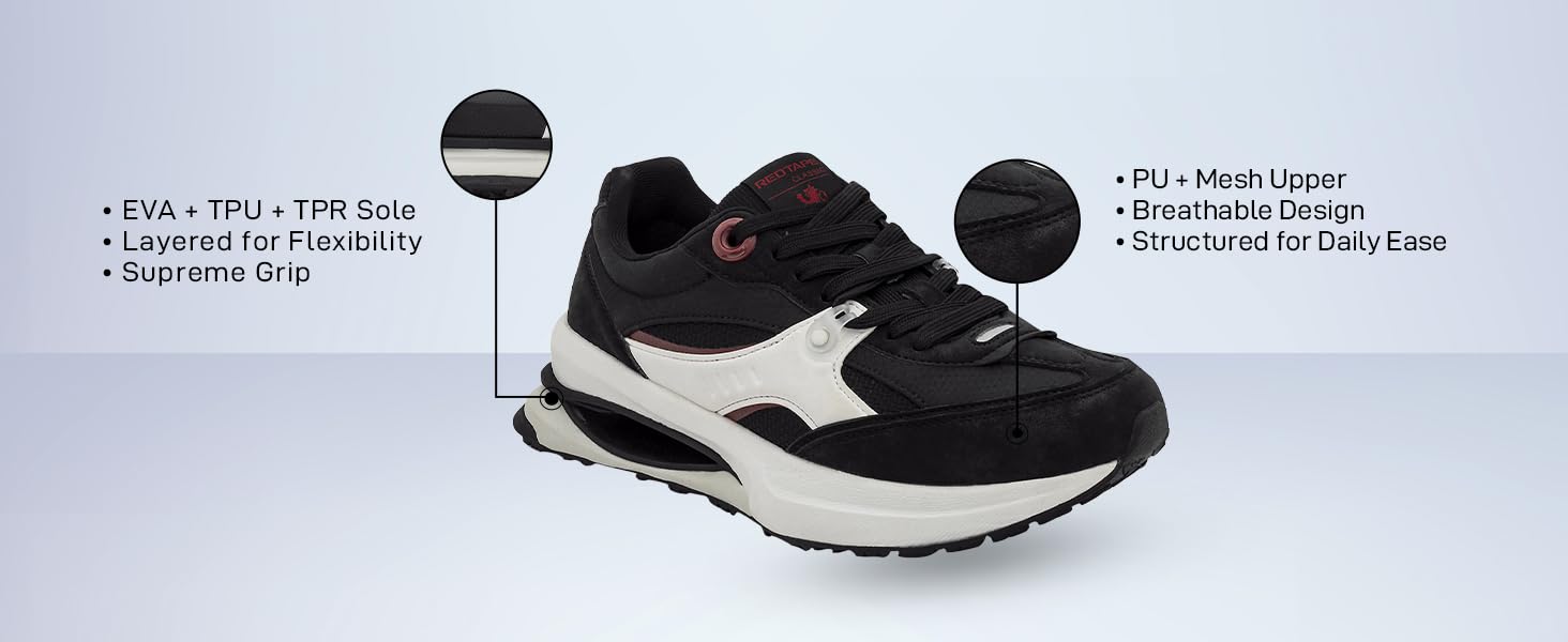 Red Tape Men's Chunky Platform Fashion Sneakers, Low Top Lace-Up Retro Casual Dress Mens Shoes, Cushioned Insole & Non-Slip Grip Sole, Ideal for Office, Walking, Running, Gym & Daily Wear - Image 7