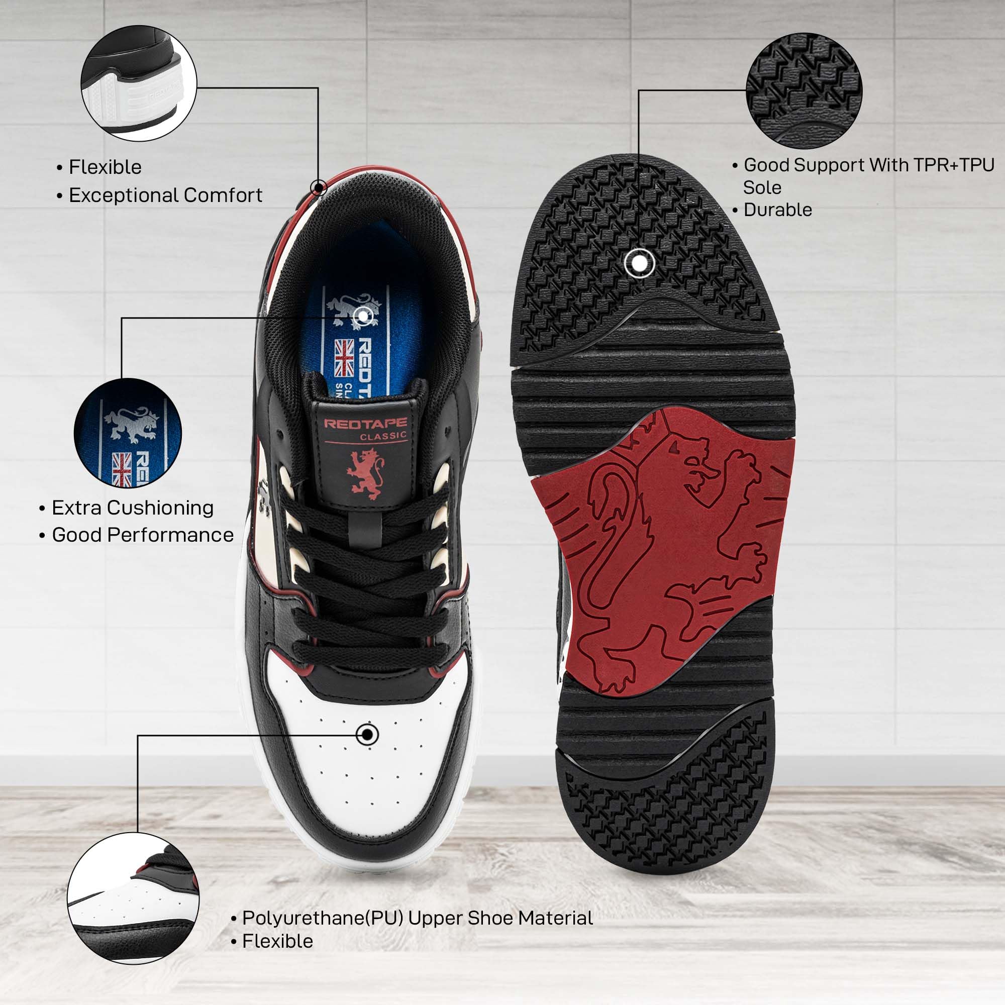 Red Tape Men's Fashion Sneaker, Chunky Platform Lace Up Casual Mens Shoes, Lightweight Low Top Men's Sneakers, Soft Cushioned Insole, Outdoor Comfort for Office, Travel & Daily Wear - Image 3