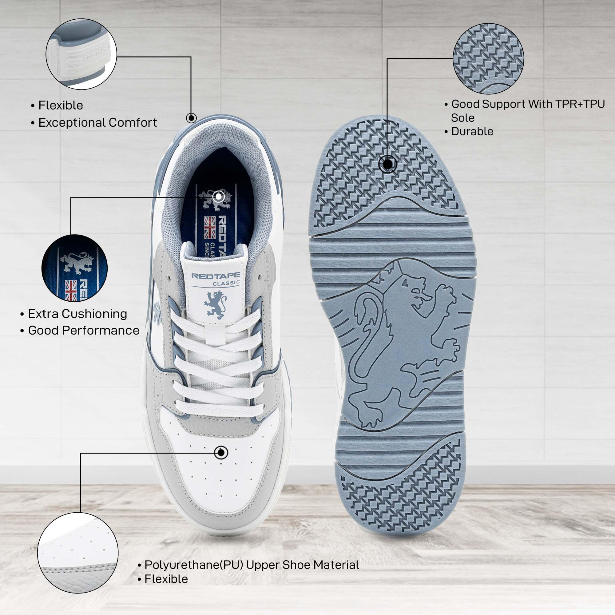 Red Tape Men's Fashion Sneaker, Chunky Platform Lace Up Casual Mens Shoes, Lightweight Low Top Men's Sneakers, Soft Cushioned Insole, Outdoor Comfort for Office, Travel & Daily Wear - Image 4