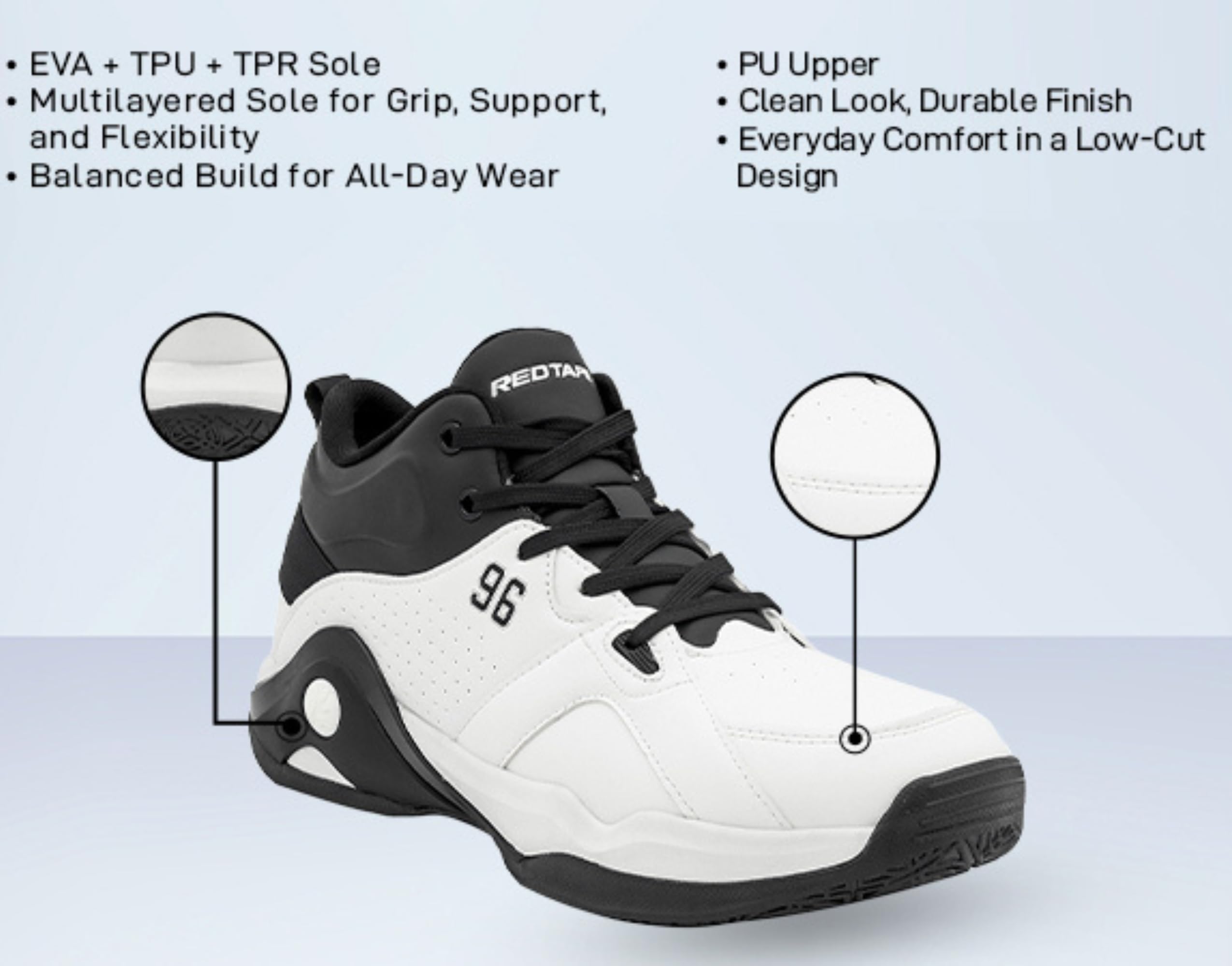 Red Tape Men's Fashion Sneakers, Casual Lace-Up Dress Shoes, Lightweight High Top Mens Shoes, Cushioned Insole, Anti-Slip Sole, Ideal for Walking, Running, Basketball & Daily Use - Image 3