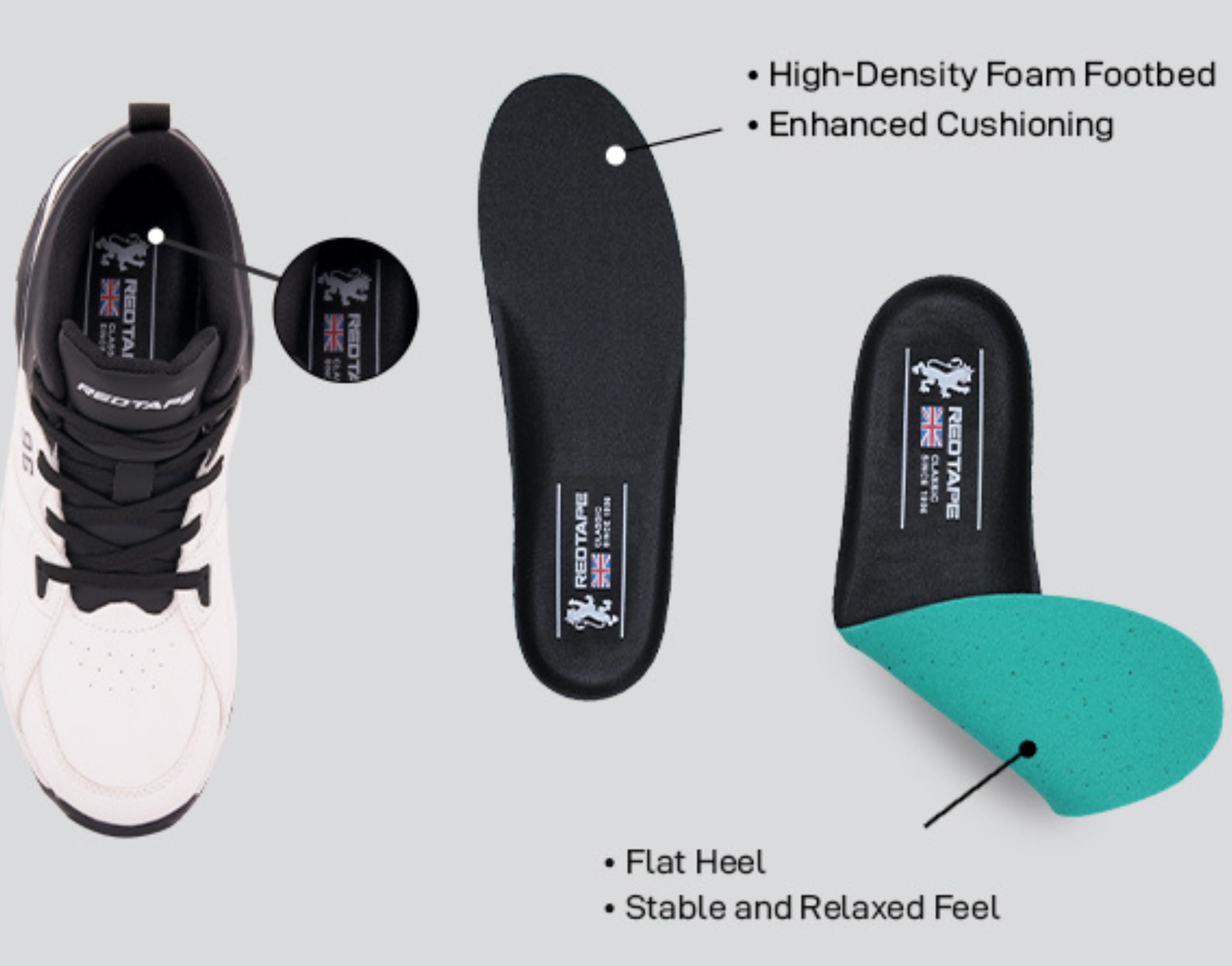 Red Tape Men's Fashion Sneakers, Casual Lace-Up Dress Shoes, Lightweight High Top Mens Shoes, Cushioned Insole, Anti-Slip Sole, Ideal for Walking, Running, Basketball & Daily Use - Image 5