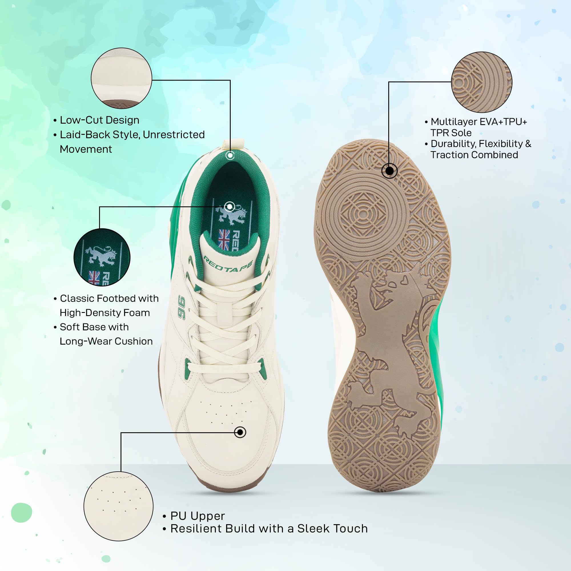 Red Tape Men's Fashion Sneakers, Casual Lace-Up Dress Shoes, Lightweight High Top Mens Shoes, Cushioned Insole, Anti-Slip Sole, Ideal for Walking, Running, Basketball & Daily Use - Image 6