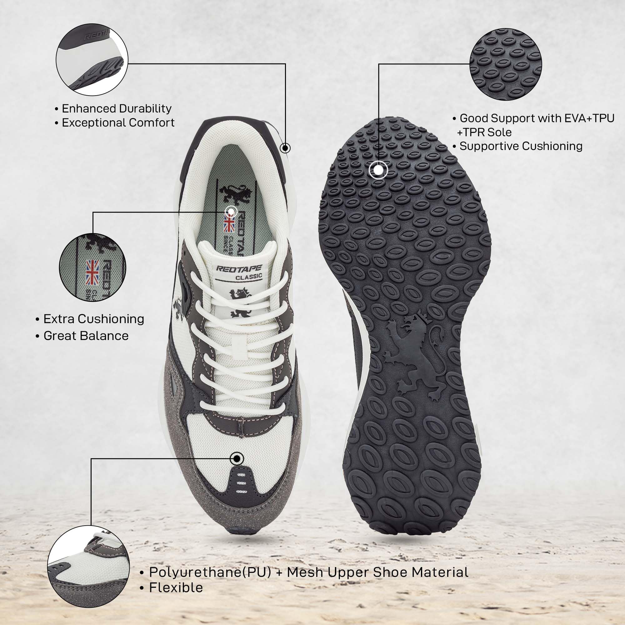 Red Tape Men's Retro Fashion Sneakers, Chunky Platform Lace-Up Dress Shoes, Stylish Rounded Front Toe, Lightweight Lace-Up Mens Shoes, Soft Insole, Ideal for Daily Wear, Outings & Office - Image 4