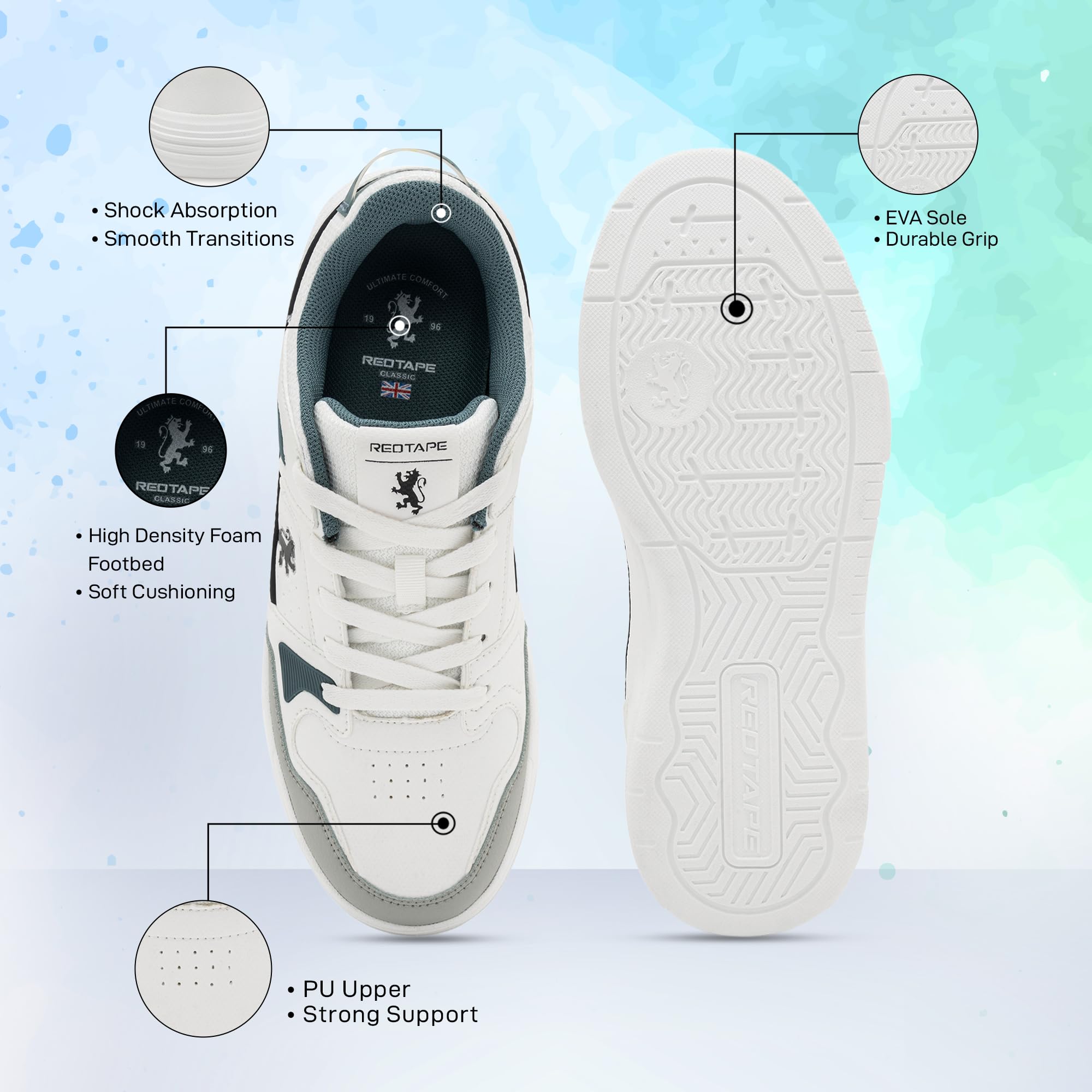 Red Tape Men's Retro Fashion Sneakers, Lightweight Chunky Platform Low Top Casual Lace-Up Shoes with Cushioned Insole, Non-Slip Sole, Ideal for Office, Travel, Outdoor & Daily Wear - Image 6