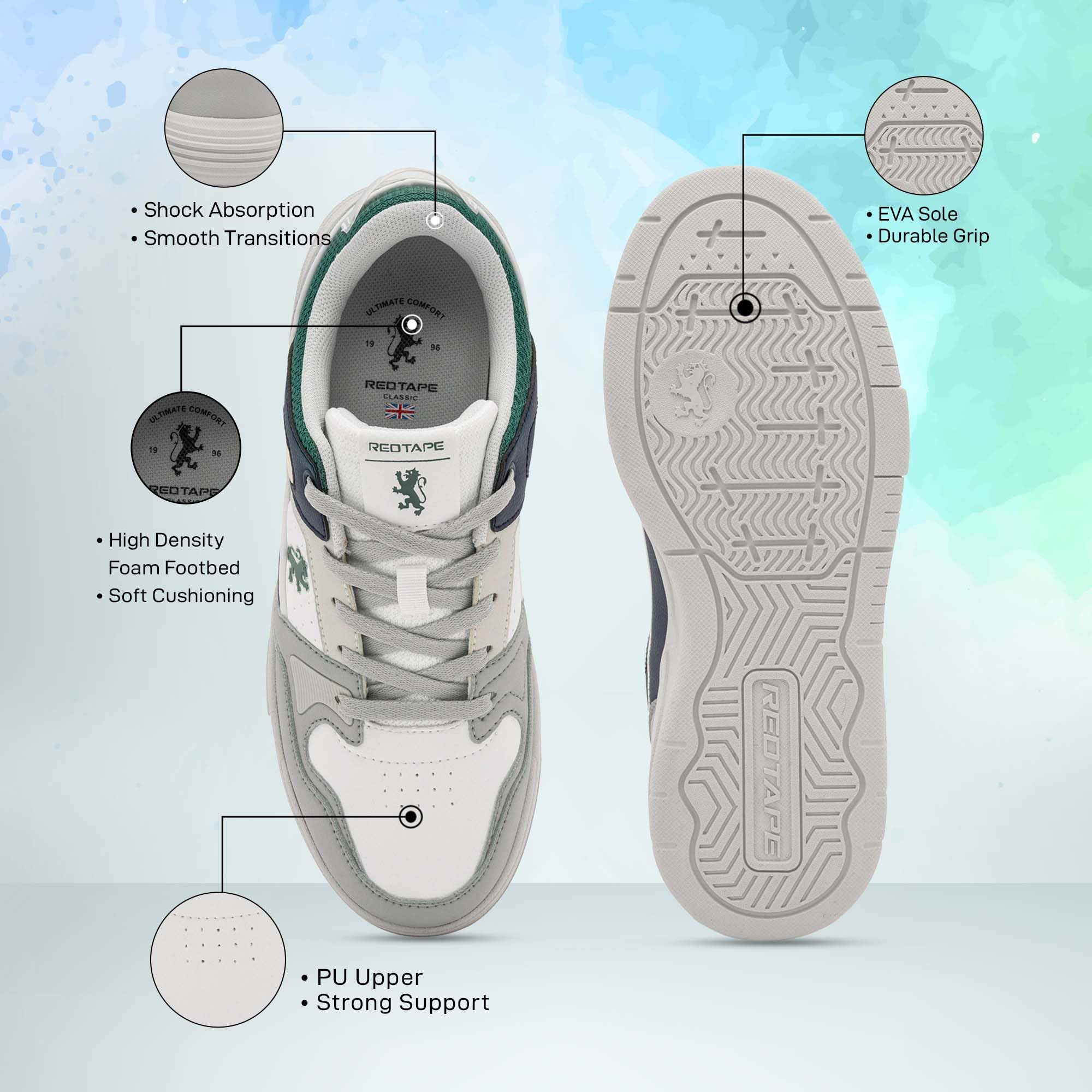 Red Tape Men's Retro Fashion Sneakers, Lightweight Chunky Platform Low Top Casual Lace-Up Shoes with Cushioned Insole, Non-Slip Sole, Ideal for Office, Travel, Outdoor & Daily Wear - Image 6