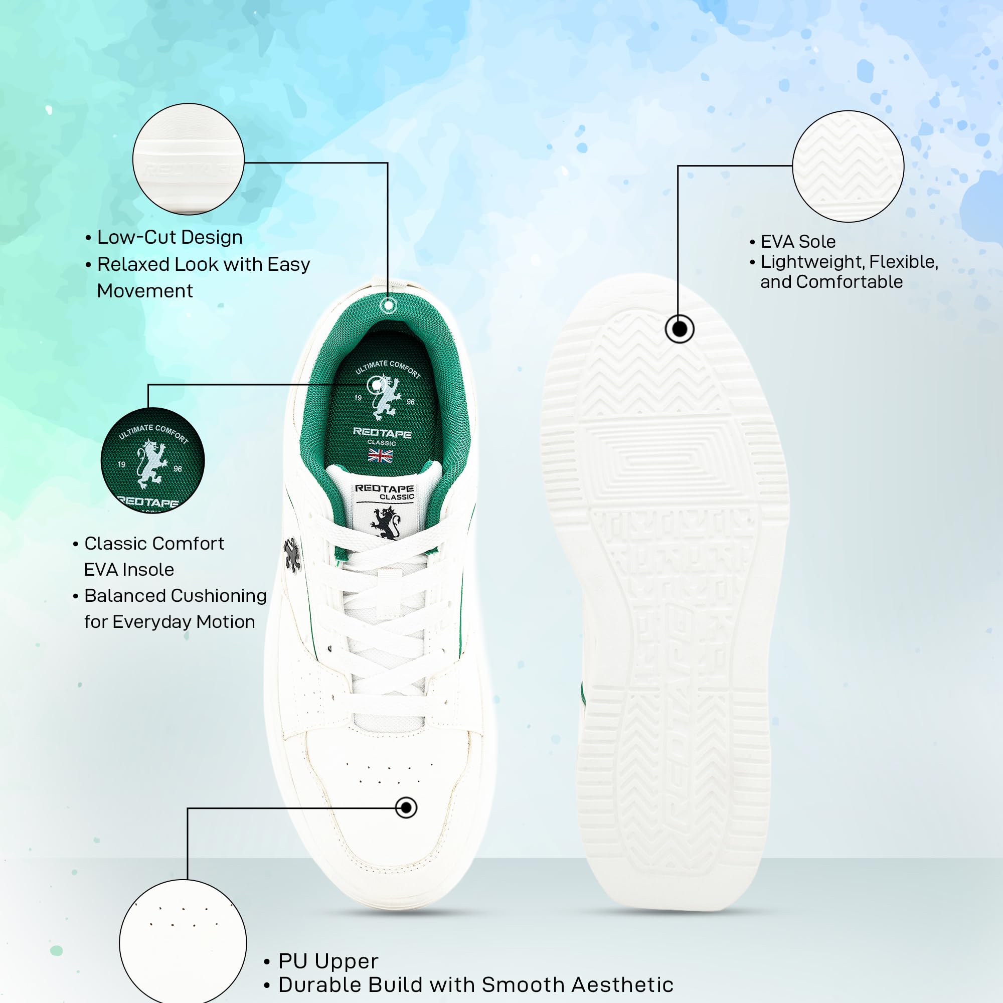 Red Tape Men's Retro Fashion Sneakers, Lightweight Chunky Platform Low Top Men's Shoes, Casual Lace-Up Dress Shoes, Cushioned Insole, Non-Slip Sole, Ideal for Travel, Office & Daily Wear - Image 6