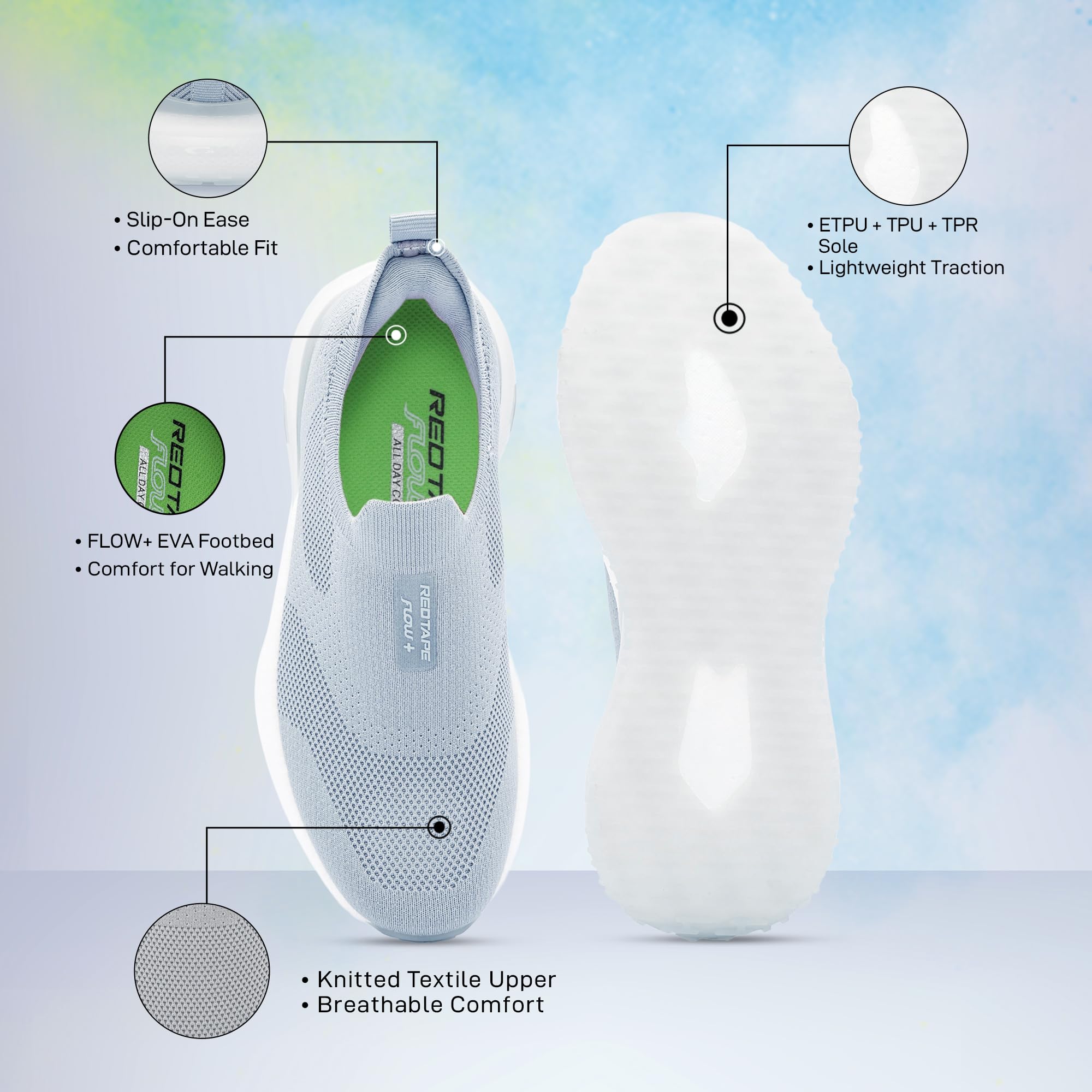 Red Tape Men’s Slip-On Fashion Sneakers, Lightweight Casual Mens Shoes with Cushioned Insole, Anti-Slip Rubber Sole, Comfortable for Walking, Running, Gym, Daily Office Wear & Travel - Image 6