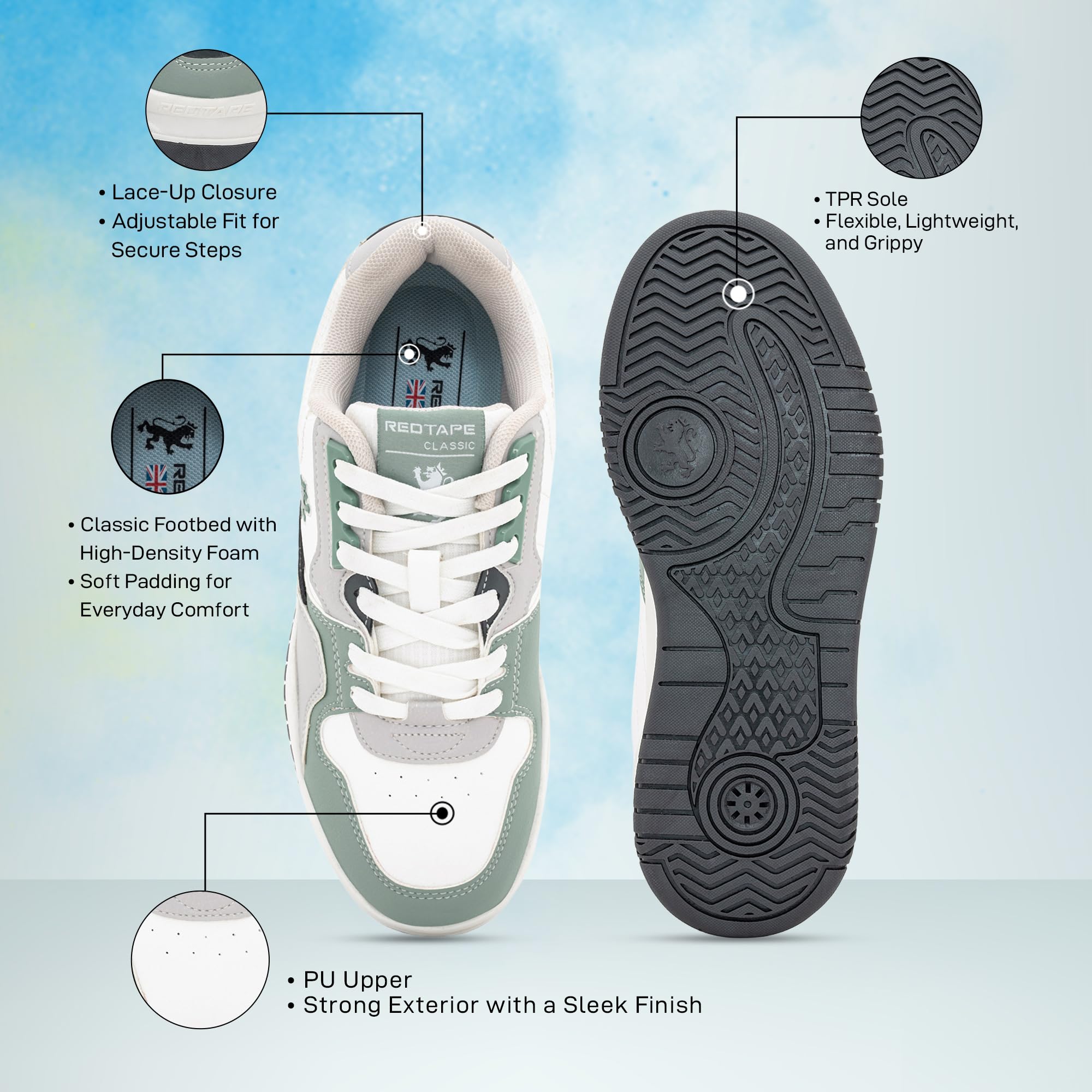 Red Tape Women’s Stylish Chunky Platform Casual Fashion Sneakers, Comfortable Low-Top Lace-Up Shoes with Cushioned Insole, Non-Slip Outsole, Ideal for Summer Dresses, Work & Daily Wear - Image 4