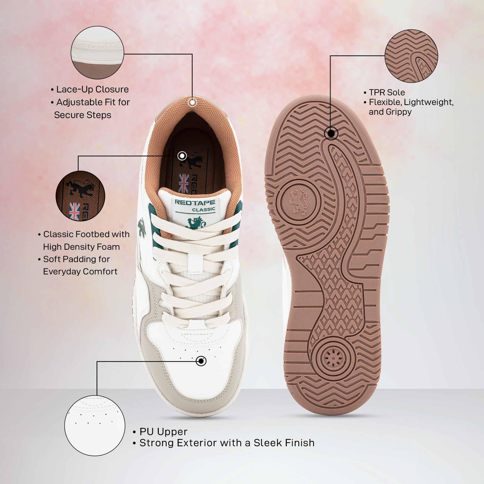 Red Tape Women’s Stylish Chunky Platform Casual Fashion Sneakers, Comfortable Low-Top Lace-Up Shoes with Cushioned Insole, Non-Slip Outsole, Ideal for Summer Dresses, Work & Daily Wear - Image 5